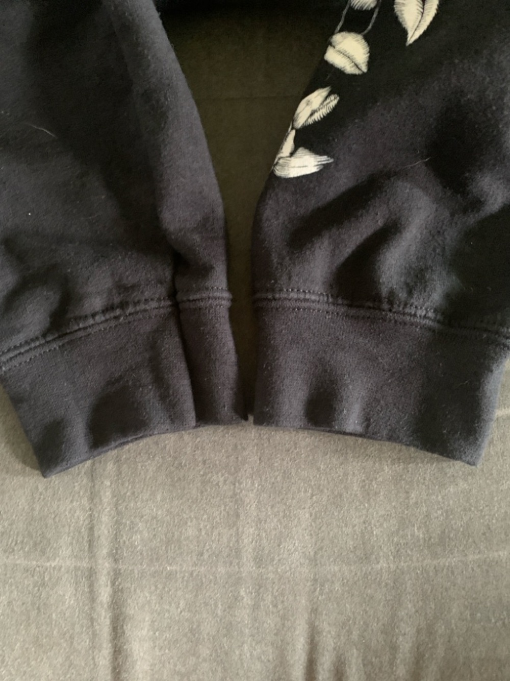BTS Fake Love Hooded Sweatshirt with White Floral Sleeve Accents - Picture 12 of 12